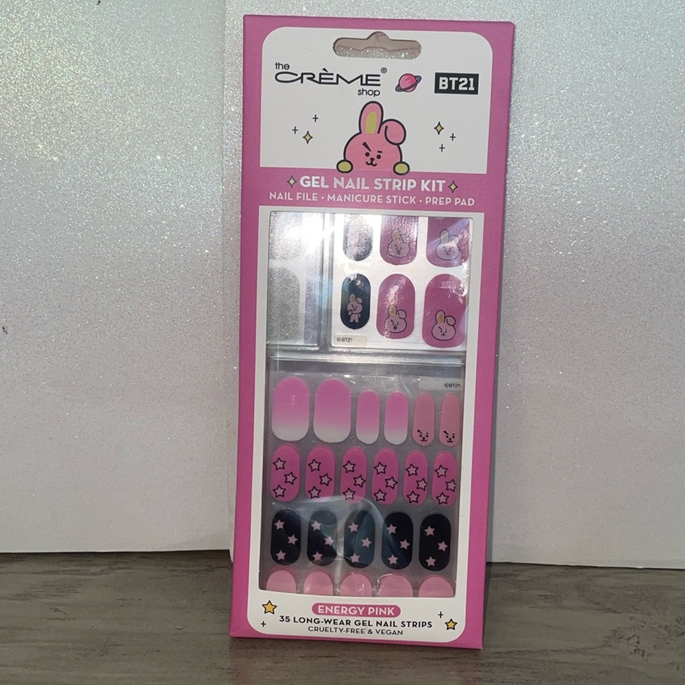 THE CRÈME SHOP BT21: COOKY ENERGY PINK GEL NAIL STRIPS (SET OF 35)